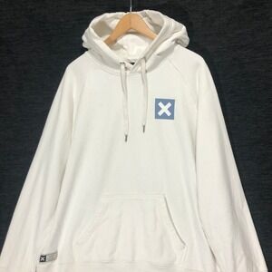 Blue Banana Hoodie Pullover Sweatshirt‎ Drawstring Casual White Men's Size Large